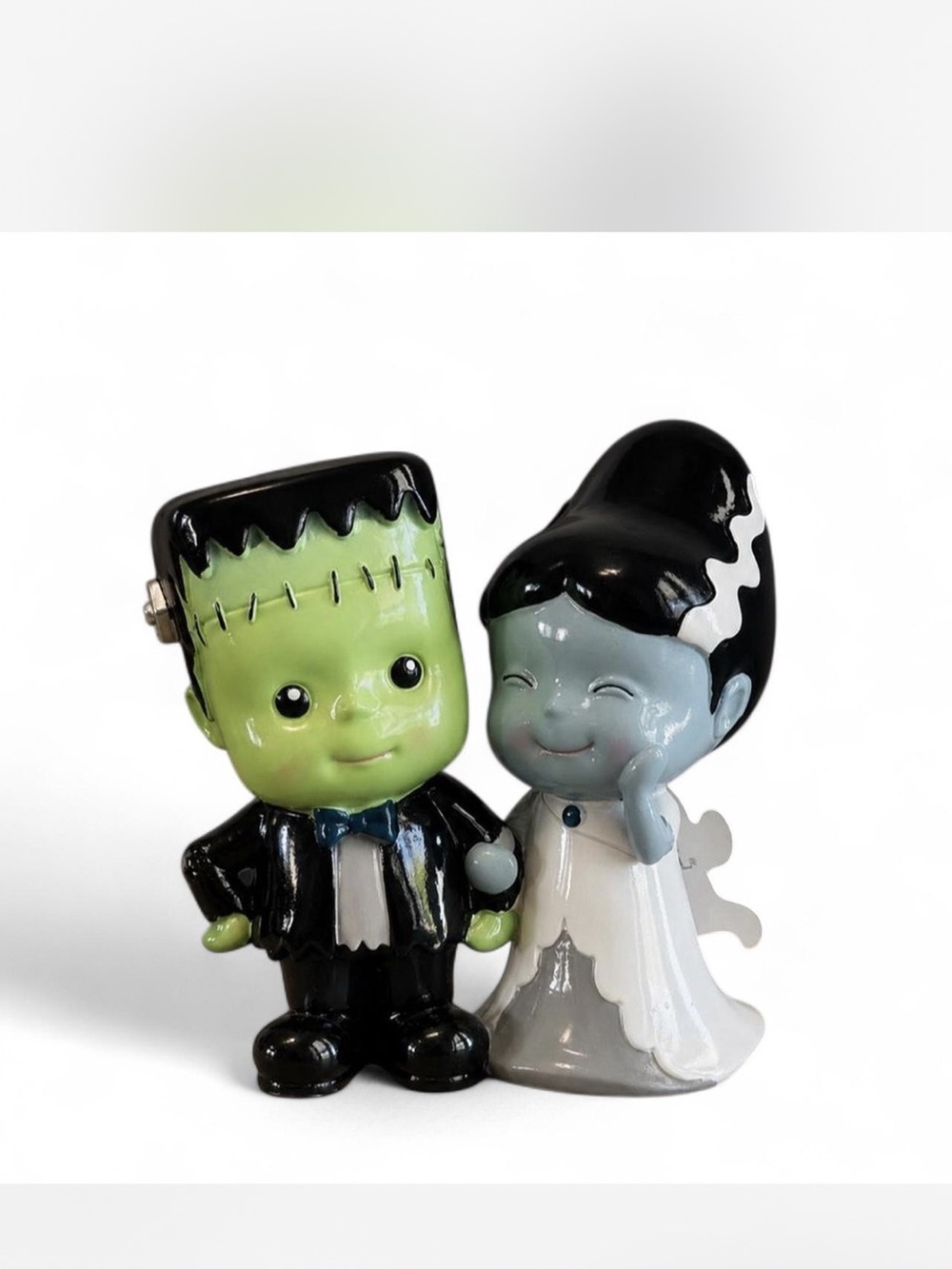 Goblin & Ghoul Ceramic Frankenstein & Bride of Couple NWT Cute Goth Halloween